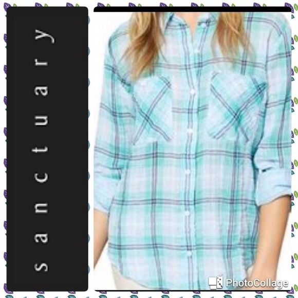 Anthropologie Tops - ✅️Anthropologie Sanctuary The Steady Boyfriend plaid shirt